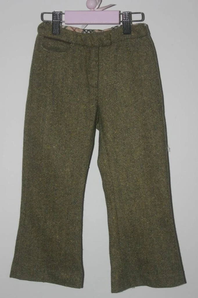 tweedehands-groene-tweed-broek-maat-104-meisje-burberry