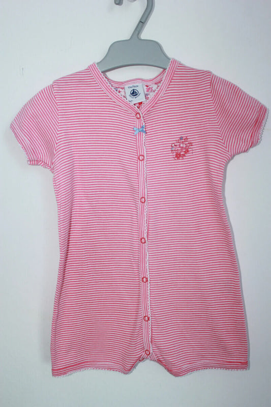 tweedehands-koraalroze-wit-gestreept-zomers-kort-pakje-maat-74-petit-bateau