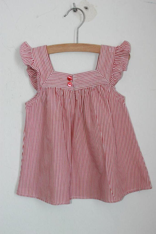 tweedehands-rood-wit-gestreepte-zomerse-blouse-korte-volantmouwen-maat-92-meisje-zomercollectie-jacadi