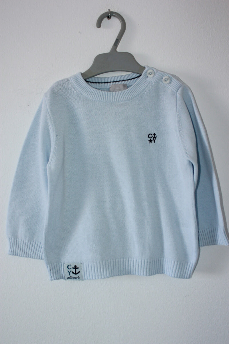 tweedehands-lichtblauwe-trui-lange-mouwen-maat-74-baby-jongen-cyrillus