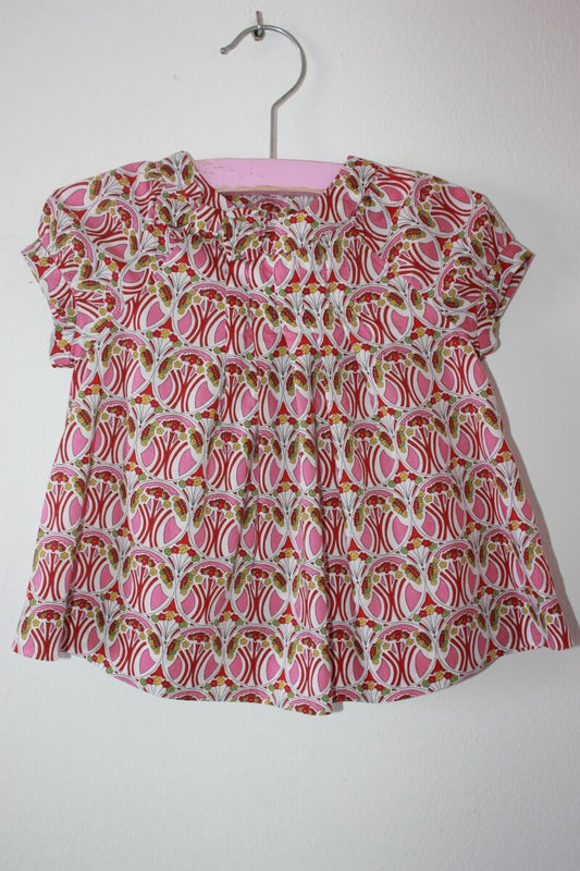 tweedehands katoenen liberty blouse van jacadi in multicolour met korte mouwen maat 68 voor een baby meisje