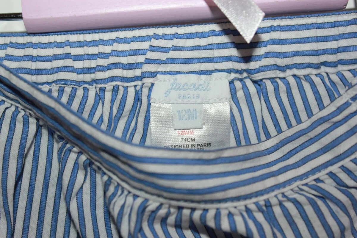 tweedehands blauw met wit gestreepte katoenen korte broek van jacadi in maat 74 voor een baby meisje